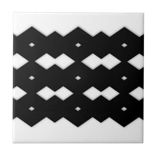 Schwarz-Weiß-Zigzag-Design Fliese (Vorderseite)