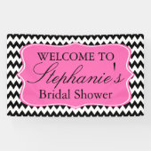 Schwarz-Weiß-Zigzag mit Hot-Pink-Brautparty Banner (Horizontal)