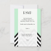 Schwarz-Weiß-Zigzag-Muster, grün, Hochzeit RSVP Karte (Vorderseite)