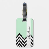 Schwarz-Weiß-Zigzag-Muster, Grün, Ihr Name Gepäckanhänger (Rückseite vertikal)