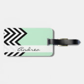 Schwarz-Weiß-Zigzag-Muster, Grün, Ihr Name Gepäckanhänger (Rückseite horizontal)