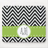 Schwarz-Weiß-Zigzag-Muster, Monogramm Mousepad (Vorne)