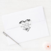 Schwarz-Weiß-Zigzag-Muster, Save the Date Herz-Aufkleber (Umschlag)