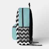 Schwarz-Weiß-Zigzag-Muster, Zickzack, blau Bedruckter Rucksack (Rechts)