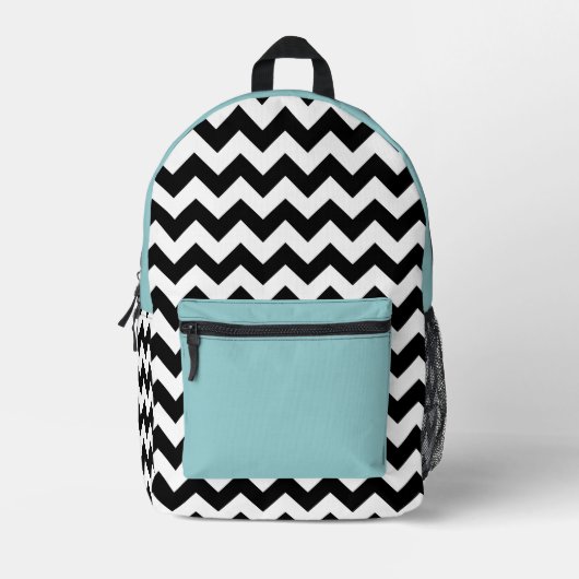Schwarz-Weiß-Zigzag-Muster, Zickzack, blau Bedruckter Rucksack (Vorderseite)