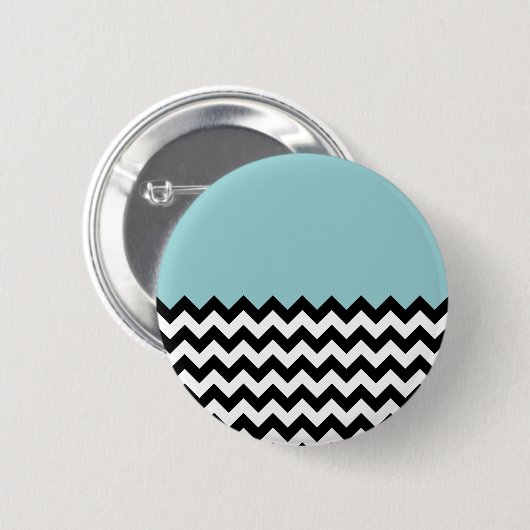 Schwarz-Weiß-Zigzag-Muster, Zickzack, blau Button (Vorne & Hinten)