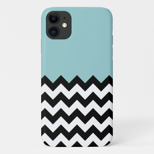 Schwarz-Weiß-Zigzag-Muster, Zickzack, blau Case-Mate iPhone Hülle (Rückseite)