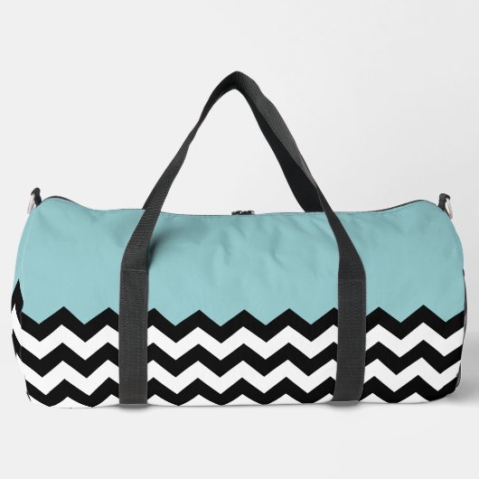 Schwarz-Weiß-Zigzag-Muster, Zickzack, blau Duffle Bag (Vorderseite)