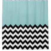 Schwarz-Weiß-Zigzag-Muster, Zickzack, blau Duschvorhang (Vorderseite)