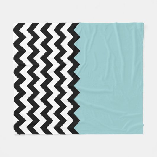 Schwarz-Weiß-Zigzag-Muster, Zickzack, blau Fleecedecke (Vorderseite (Horizontal))