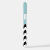 Schwarz-Weiß-Zigzag-Muster, Zickzack, blau iPhone Hülle (Rechte Seite)