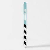 Schwarz-Weiß-Zigzag-Muster, Zickzack, blau iPhone Hülle (Linke Seite)