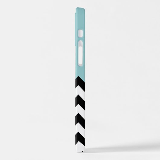 Schwarz-Weiß-Zigzag-Muster, Zickzack, blau iPhone Hülle (Linke Seite)