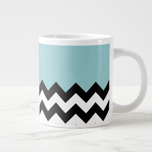 Schwarz-Weiß-Zigzag-Muster, Zickzack, blau Jumbo-Tasse (Rechts)