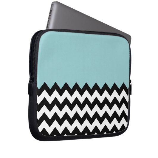 Schwarz-Weiß-Zigzag-Muster, Zickzack, blau Laptopschutzhülle (Vorne Rechts)