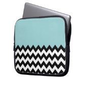 Schwarz-Weiß-Zigzag-Muster, Zickzack, blau Laptopschutzhülle (Vorderseite Links)