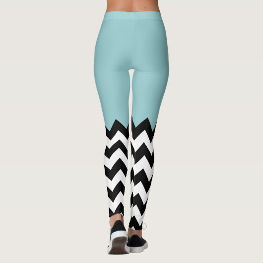 Schwarz-Weiß-Zigzag-Muster, Zickzack, blau Leggings (Rückseite)