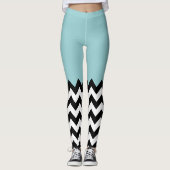 Schwarz-Weiß-Zigzag-Muster, Zickzack, blau Leggings (Vorderseite)