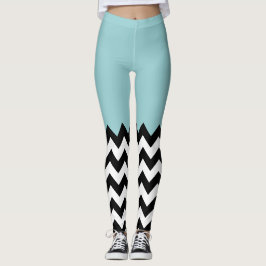 Schwarz-Weiß-Zigzag-Muster, Zickzack, blau Leggings