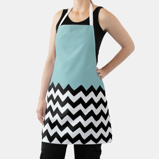 Schwarz-Weiß-Zigzag-Muster, Zickzack, blau Schürze (InSitu)