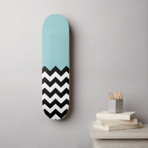 Schwarz-Weiß-Zigzag-Muster, Zickzack, blau Skateboard