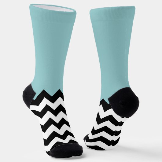 Schwarz-Weiß-Zigzag-Muster, Zickzack, blau Socken (Gewinkelt)