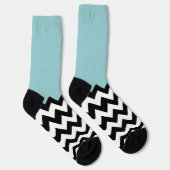 Schwarz-Weiß-Zigzag-Muster, Zickzack, blau Socken (Rechts)