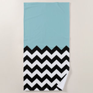 Schwarz-Weiß-Zigzag-Muster, Zickzack, blau Strandtuch