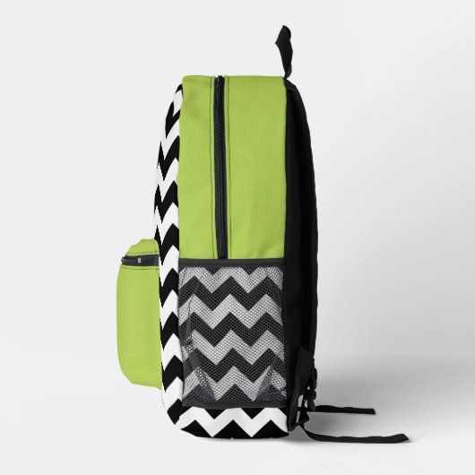 Schwarz-Weiß-Zigzag-Muster, Zickzack, grün Bedruckter Rucksack (Rechts)