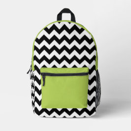 Schwarz-Weiß-Zigzag-Muster, Zickzack, grün Bedruckter Rucksack