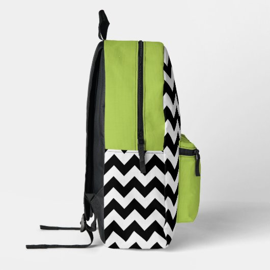 Schwarz-Weiß-Zigzag-Muster, Zickzack, grün Bedruckter Rucksack (Links)