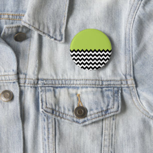 Schwarz-Weiß-Zigzag-Muster, Zickzack, grün Button