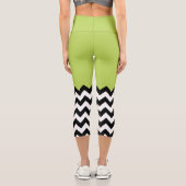 Schwarz-Weiß-Zigzag-Muster, Zickzack, grün Capri Leggings (Rückseite)
