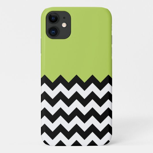 Schwarz-Weiß-Zigzag-Muster, Zickzack, grün Case-Mate iPhone Hülle (Rückseite)