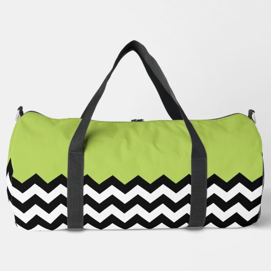 Schwarz-Weiß-Zigzag-Muster, Zickzack, grün Duffle Bag (Vorderseite)