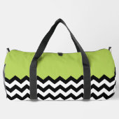 Schwarz-Weiß-Zigzag-Muster, Zickzack, grün Duffle Bag (Rückseite)