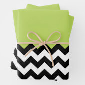 Schwarz-Weiß-Zigzag-Muster, Zickzack, grün Geschenkpapier Set (Beispiel)