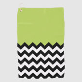 Schwarz-Weiß-Zigzag-Muster, Zickzack, grün Golfhandtuch (Vorderseite)
