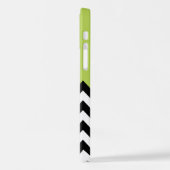 Schwarz-Weiß-Zigzag-Muster, Zickzack, grün iPhone Hülle (Linke Seite)