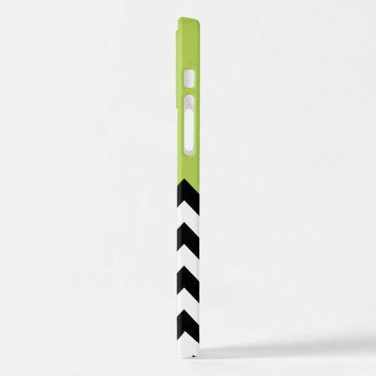 Schwarz-Weiß-Zigzag-Muster, Zickzack, grün iPhone Hülle (Linke Seite)