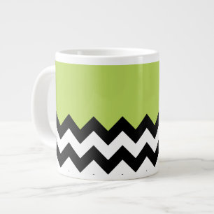 Schwarz-Weiß-Zigzag-Muster, Zickzack, grün Jumbo-Tasse