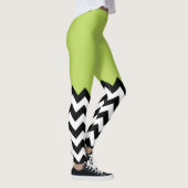 Schwarz-Weiß-Zigzag-Muster, Zickzack, grün Leggings (Rechts)