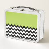 Schwarz-Weiß-Zigzag-Muster, Zickzack, grün Metall Brotdose (Vorderseite)