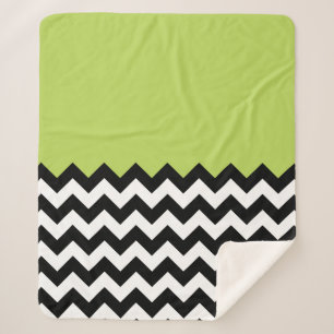 Schwarz-Weiß-Zigzag-Muster, Zickzack, grün Sherpadecke