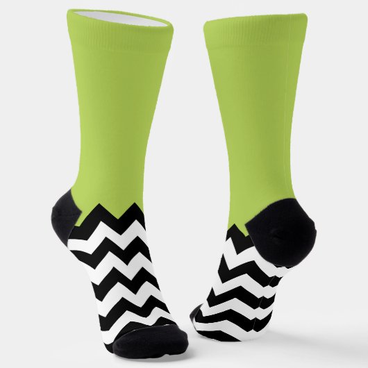Schwarz-Weiß-Zigzag-Muster, Zickzack, grün Socken (Gewinkelt)