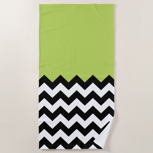 Schwarz-Weiß-Zigzag-Muster, Zickzack, grün Strandtuch (Vorderseite)