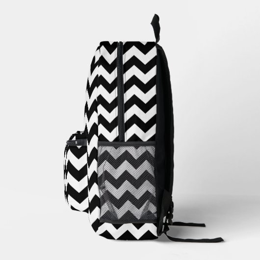 Schwarz-Weiß-Zigzag-Muster, Zickzack Muster Bedruckter Rucksack (Rechts)
