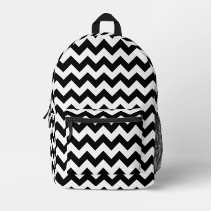 Schwarz-Weiß-Zigzag-Muster, Zickzack Muster Bedruckter Rucksack