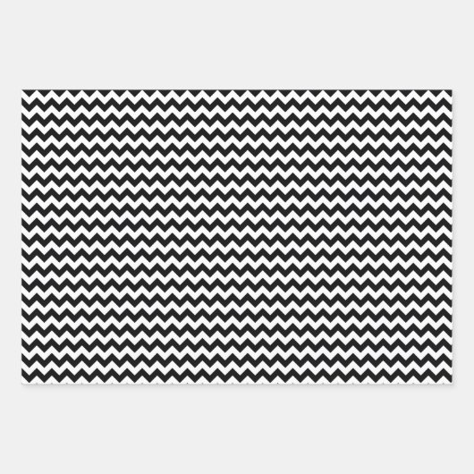Schwarz-Weiß-Zigzag-Muster, Zickzack Muster Geschenkpapier Set (Vorderseite 3)