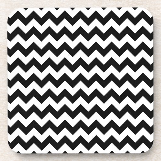 Schwarz-Weiß-Zigzag-Muster, Zickzack Muster Getränkeuntersetzer (Vorderseite)